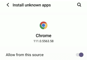 Enable installation from unknown sources